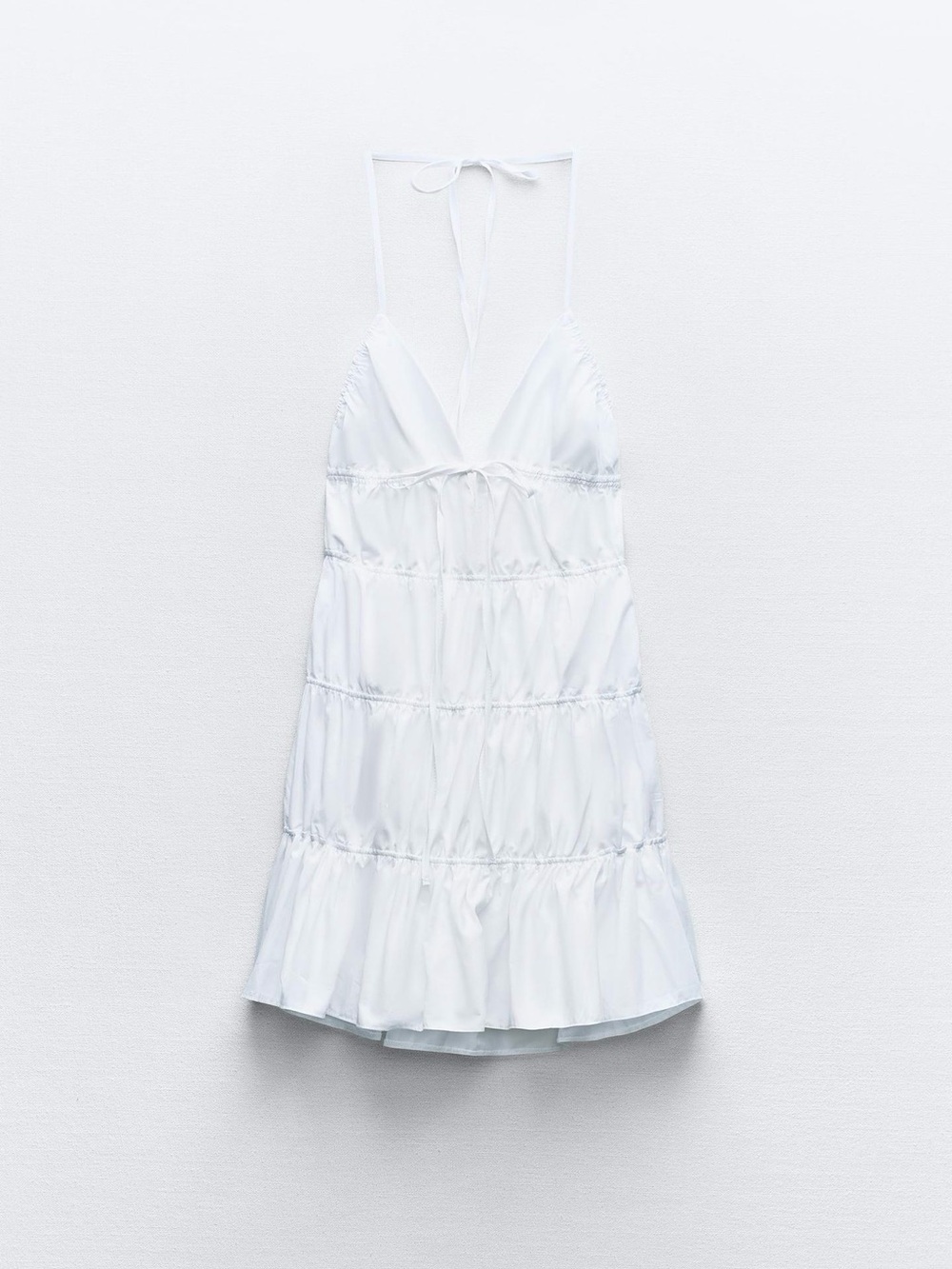 Zara White Tiered Mini Sundress